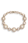 Marchesa Gold-tone Imitation Pearl & Crystal Link Bracelet In Cream/ Silk/ Gold