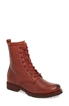 Frye Women's Veronica Round Toe Leather Combat Booties In Red Clay Leather