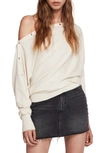 Allsaints Elle Snap-detail Sweater In Charcoal Grey