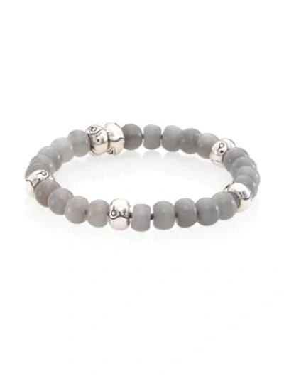 John Hardy Bamboo Grey Diamond, Grey Moonstone & Sterling Silver Bead Bracelet