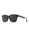 Gucci Men's Square Acetate Sunglasses With Signature Web In Black