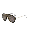 Fendi 99mm Logo Fashion Shield Sunglasses In Brown