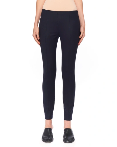 The Row Kosso Seamed Stretch-wool Leggings In Navy