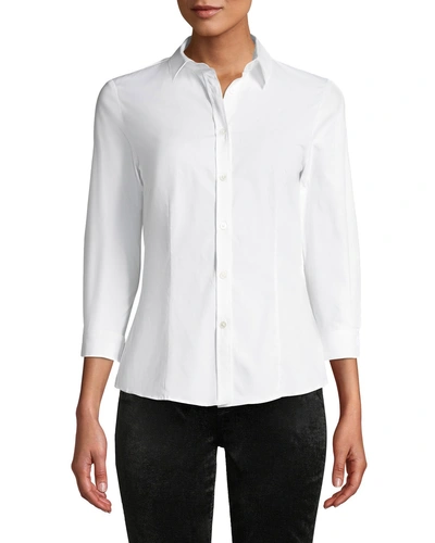 CAROLINA HERRERA CLASSIC COTTON BUTTON-FRONT SHIRT,PROD142030140