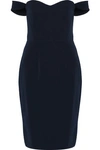 MILLY MILLY WOMAN KAREN OFF-THE-SHOULDER STRETCH-CADY DRESS MIDNIGHT BLUE,3074457345619736694