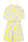 EMILIO PUCCI EMILIO PUCCI WOMAN COLD-SHOULDER TWIST-FRONT PRINTED CREPE PLAYSUIT YELLOW,3074457345619552400