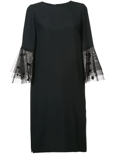 Akris Punto Tulle Bell Sleeves Dress - 黑色 In Black