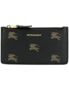 BURBERRY BURBERRY EQUESTRIAN KNIGHT ZIPPED WALLET - 黑色
