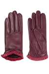 AGNELLE JOSIE BOW-EMBELLISHED RUFFLED LEATHER GLOVES