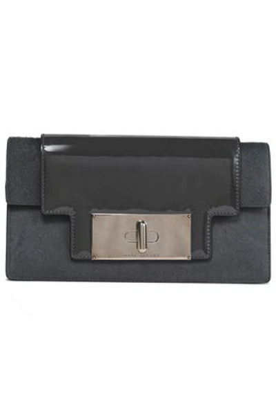 Marc Jacobs Woman Mischief Patent-leather And Calf Hair Clutch Dark Grey