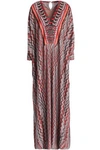 MISSONI MISSONI WOMAN METALLIC CROCHET-KNIT KAFTAN CLARET,3074457345619582220