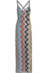 MISSONI MISSONI WOMAN METALLIC POINTELLE-KNIT MAXI DRESS SILVER,3074457345619575292