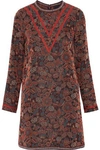 ANNA SUI ANNA SUI WOMAN COTTON-BLEND FLORAL-JACQUARD MINI DRESS BRICK,3074457345619691652