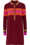 ANNA SUI METALLIC-TRIMMED STRIPED CREPE MINI SHIRT DRESS,3074457345619691247