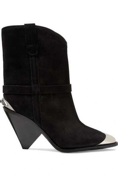 Isabel Marant Lamsy Embellished Suede Ankle Boots In Black