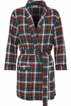 SLEEPY JONES SLEEPY JONES WOMAN LOUISE CHECKED COTTON-FLANNEL ROBE EMERALD,3074457345618402556