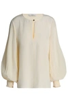 TIBI TIBI WOMAN PLEATED SILK CREPE DE CHINE BLOUSE IVORY,3074457345619324940