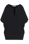 AUTUMN CASHMERE WOMAN OFF-THE-SHOULDER POINTELLE-TRIMMED KNITTED TOP BLACK,AU 7668287966521908