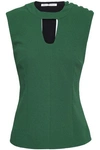 EMILIA WICKSTEAD WOMAN CUTOUT CREPE TOP FOREST GREEN,GB 7668287966289960