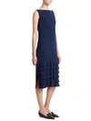 AKRIS PUNTO Boatneck Ruffle Hem Midi Dress