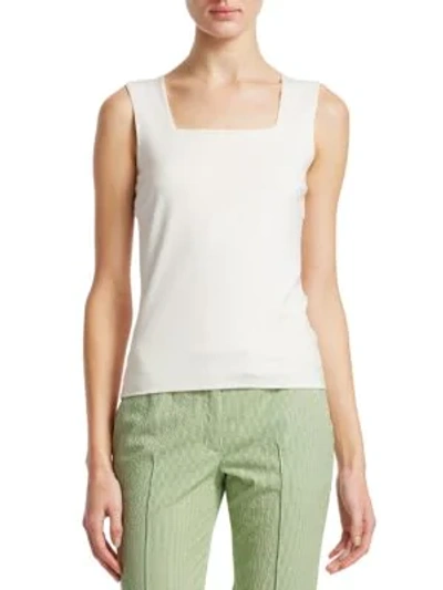 Akris Punto Stretch Cotton Squareneck Tank Top In Crema