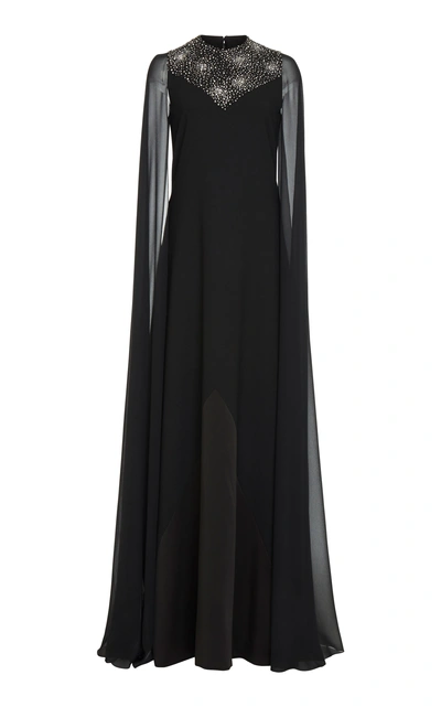 Givenchy Crystal-embellished Wool And Silk-chiffon Gown In Black