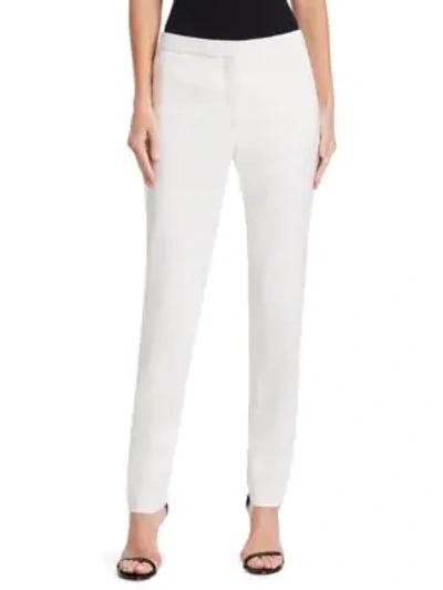 Oscar De La Renta Fz High-rise Stretch Wool Tapered Ankle Trousers In Ivory