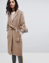 Y.A.S. ABBEY WOOL BLEND BELTED DUSTER COAT - BROWN,26007324