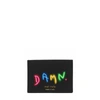 MELI MELO MELI MELO LEATHER CARD HOLDER "DAMN." - OLIVIA STEELE BLACK NEON,CH01-01-NP-DA