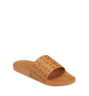 Mcm Logo-print Single-strap Slides In Cognac