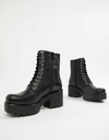 VAGABOND DIOON LACE UP CHUNKY LEATHER ANKLE BOOTS-BLACK,4447-001-20