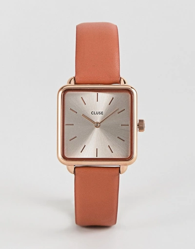 Cluse La T Tragone Cl60010 Leather Strap Watch In Pink - Pink