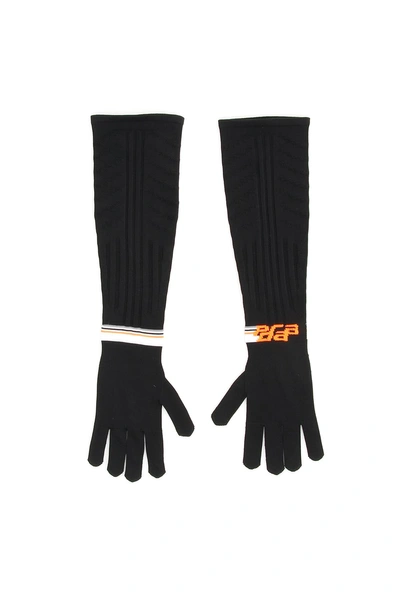 Prada Techno Nylon Long Gloves In Nero Pink (black)