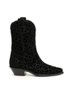 Dolce & Gabbana Leopard Cowboy Boots Women's Shoes In Nero Nero (black)
