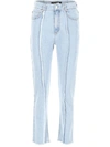 Rokh Ladies Frayed Slim Fit Jeans In Light Blue (light Blue)