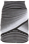 BALMAIN STRIPED KNIT MINI SKIRT,10719628