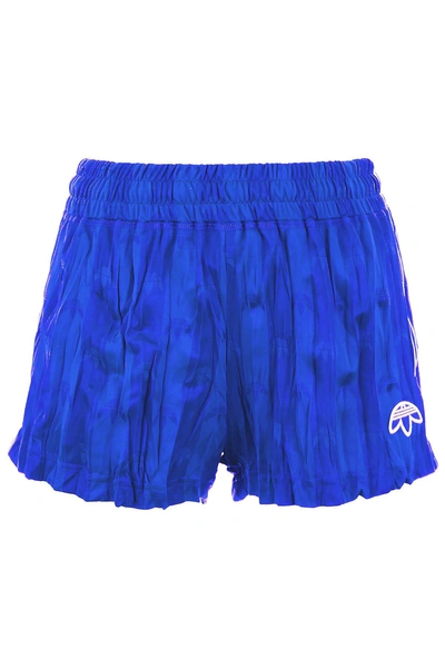Adidas Originals By Alexander Wang Aw Wrinkled Logo Jacquard Track Shorts In Poblue White (blue)
