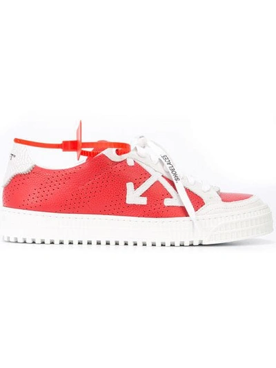 Off-white Leather Polo Trainers In Red White