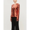 GALVAN LADIES BRONZE CLARA LONG-SLEEVED SEQUINNED TOP