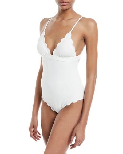 Marysia Santa Clara Scalloped One-piece Maillot Swimsuit In White