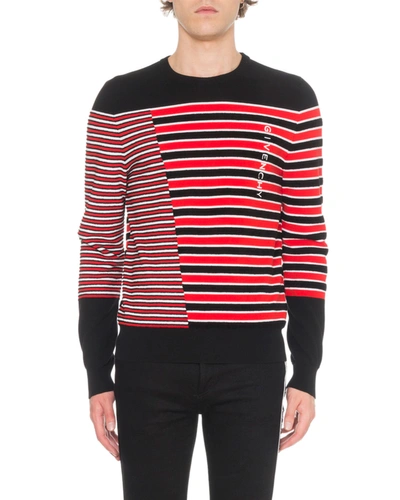 Givenchy Men's Mixed Knitted Sweater In Red