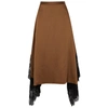CHRISTOPHER KANE Toffee lace-trimmed satin midi skirt
