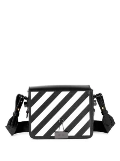 Off-white Diagonal Stripe Binder Clip Crossbody Bag In Black