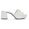 PRADA WHITE PATENT BLOCK SANDALS