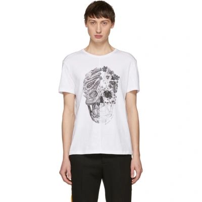 Alexander Mcqueen Men's Skull Graphic Cotton T-shirt In White/multicolor