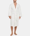 Polo Ralph Lauren Men's Big & Tall Shawl Cotton Robe In White/cruise Navy