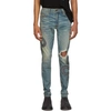 AMIRI AMIRI INDIGO GLITTER SNAKE BROKEN JEANS