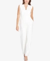 Tahari Asl Split-neck Jumpsuit In White
