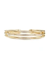 DAVID YURMAN Tides 18K Yellow Gold & Pavé Diamond Three Row Cuff Bracelet