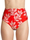 PATBO Leaf-Print High-Waist Bikini Bottom